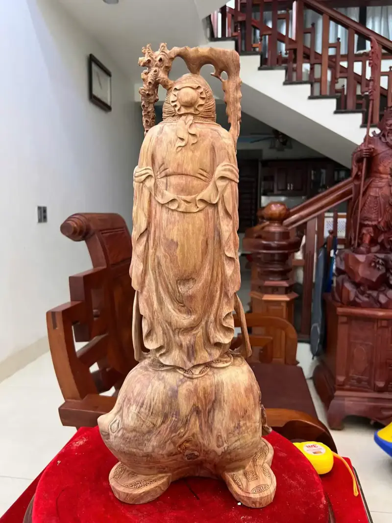 Tượng Cụ Thọ Tiên Gỗ Sưa Bắc Liền Khối Mộc Đẹp Vân Tím Có Sơn G5007