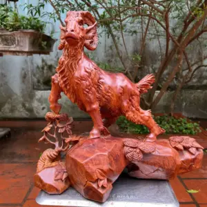 Tượng Dê Gỗ Cẩm Gia Lai Liền Khối G5320