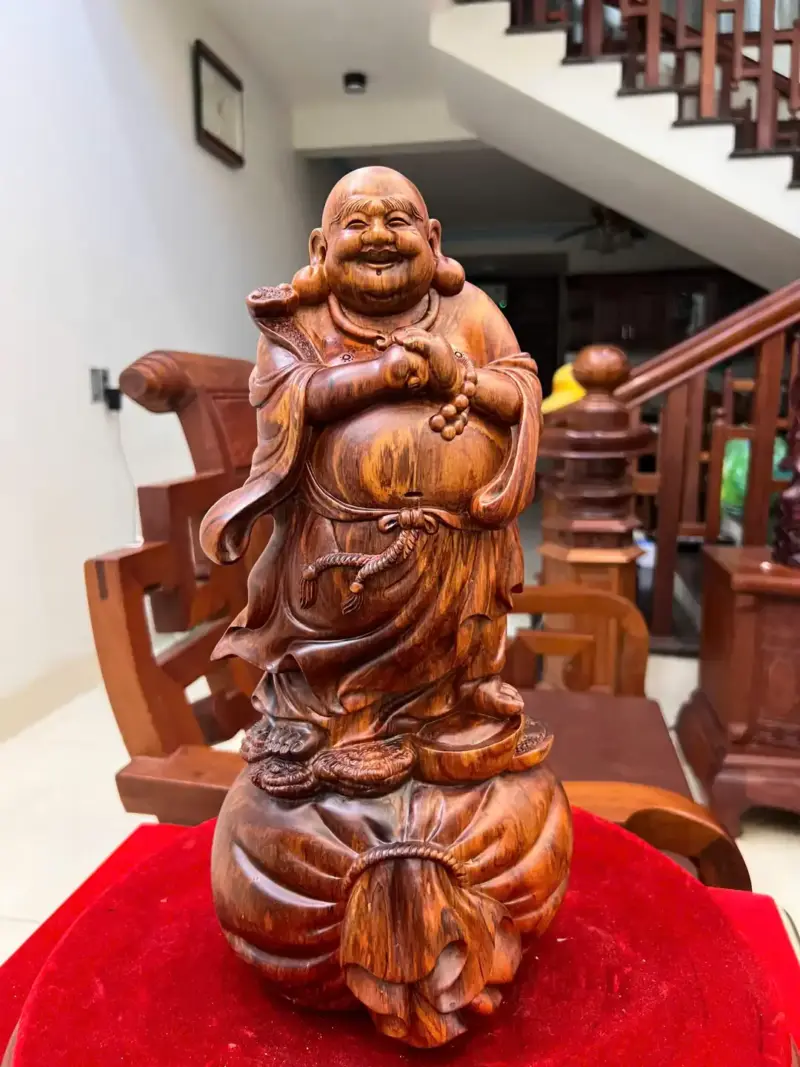 Tượng Di Lặc Chúc Phúc Gỗ Sưa Bắc Liền Khối G5058
