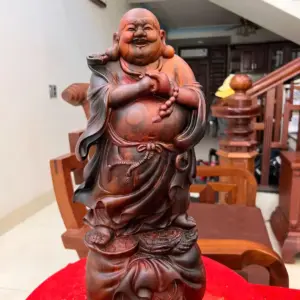 Tượng Di Lặc Chúc Phúc Gỗ Trắc Việt Liền Khối G5092