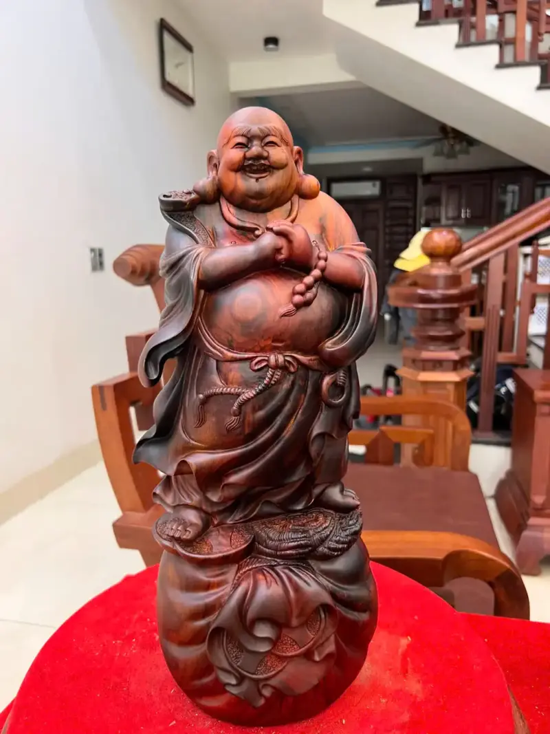 Tượng Di Lặc Chúc Phúc Gỗ Trắc Việt Liền Khối G5092