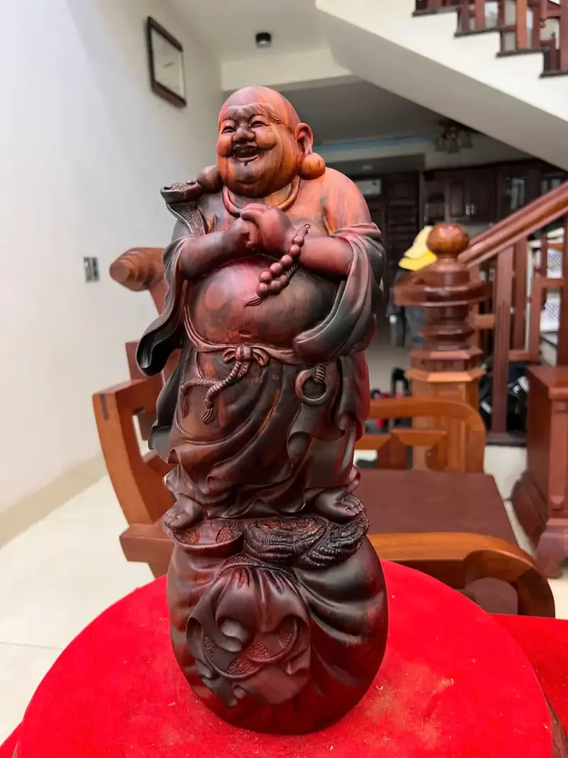 Tượng Di Lặc Chúc Phúc Gỗ Trắc Việt Liền Khối G5092