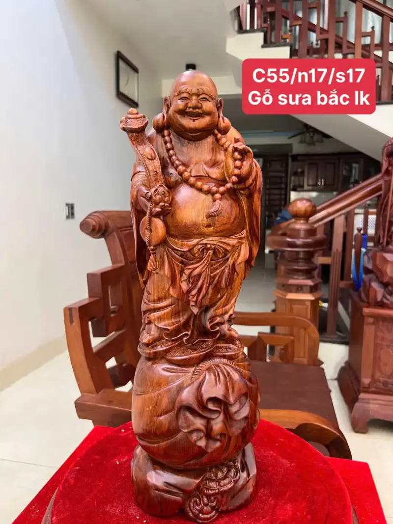 Tượng Di Lặc Gỗ Sưa Bắc Liền Khối G5130