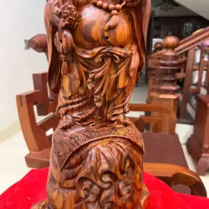 Tượng Di Lặc Gỗ Sưa Bắc Đỏ Liền Khối Vân Tím Lịm G5131