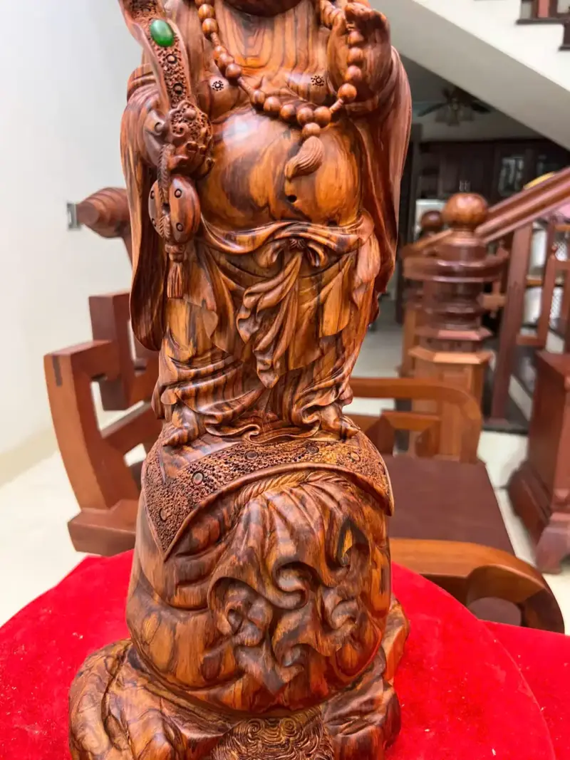 Tượng Di Lặc Gỗ Sưa Bắc Đỏ Liền Khối Vân Tím Lịm G5131