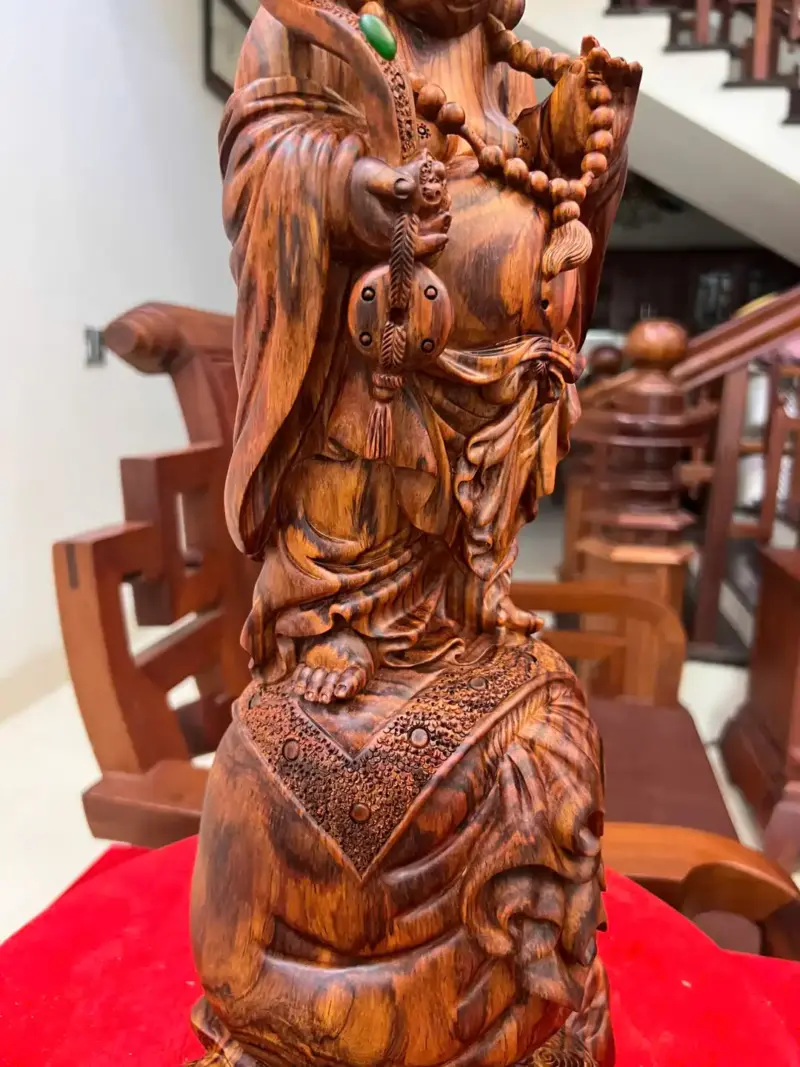 Tượng Di Lặc Gỗ Sưa Bắc Đỏ Liền Khối Vân Tím Lịm G5131