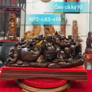 Tượng Di Lặc Kéo Bao Tiền Gỗ Trắc Đỏ Đen Hàng Liền Kỹ Đẹp G5292