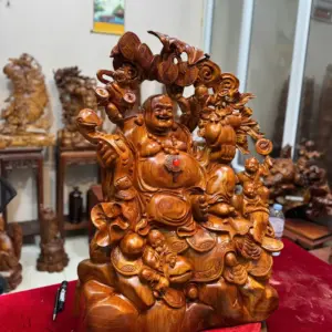 Tượng Di Lặc Ngũ Phúc Gỗ Hương Ta Hàng To Đẹp Liền Khối G5295