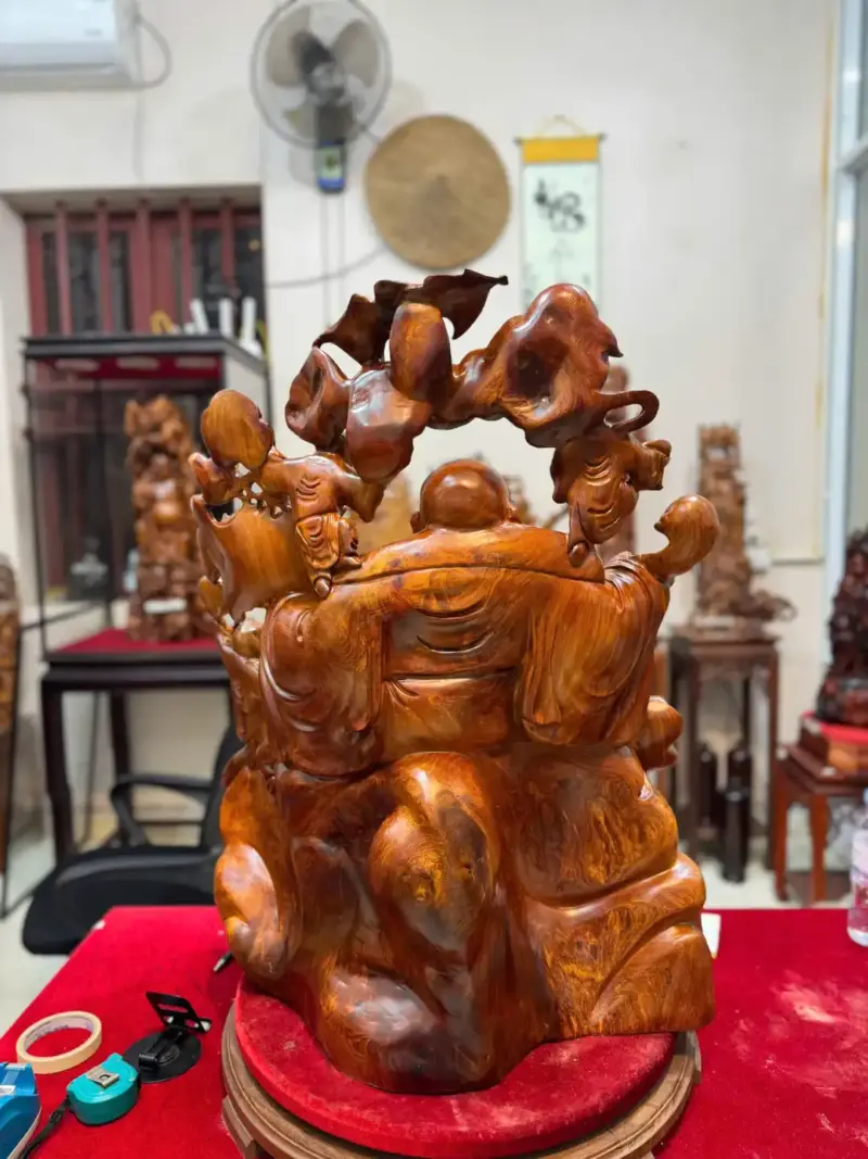 Tượng Di Lặc Ngũ Phúc Gỗ Hương Ta Hàng To Đẹp Liền Khối G5295