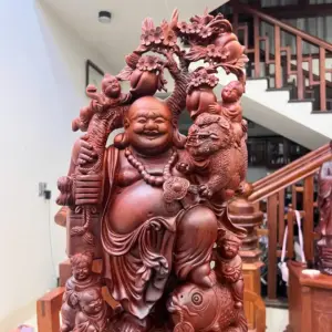 Tượng Di Lặc Ngũ Phúc Gỗ Tử Đàn Liền Khối G5072