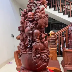 Tượng Di Lặc Ngũ Phúc Gỗ Tử Đàn Liền Khối G5072