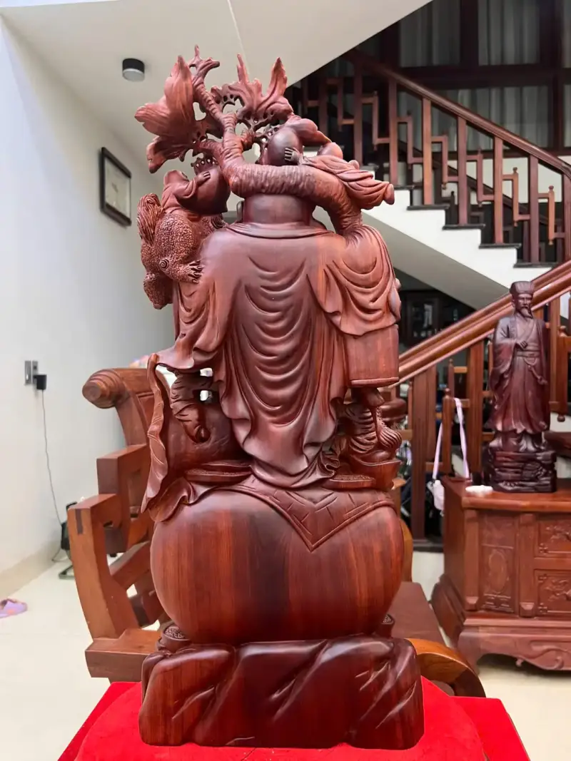 Tượng Di Lặc Ngũ Phúc Gỗ Tử Đàn Liền Khối G5072