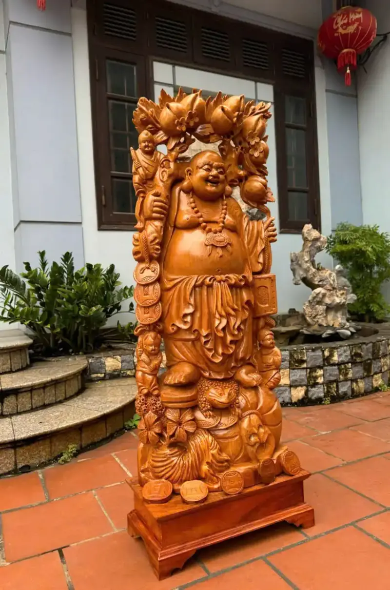di-lac-tam-G5399-2 Tượng Di Lặc Tam Phúc Vác Cành Đào Ngọc Am Thơm Đẹp Liền Khối G5399