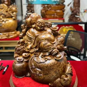 Tượng Di Lặc Thuần Nghê Ngồi Bao Tiền Nu Ngọc Am Đẹp Liền Khối G5314