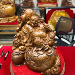Tượng Di Lặc Thuần Nghê Ngồi Bao Tiền Nu Ngọc Am Đẹp Liền Khối G5314