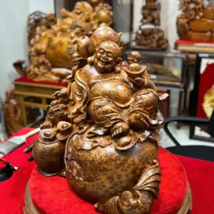 Tượng Di Lặc Thuần Nghê Ngồi Bao Tiền Nu Ngọc Am Đẹp Liền Khối G5314