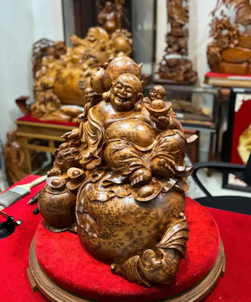 Tượng Di Lặc Thuần Nghê Ngồi Bao Tiền Nu Ngọc Am Đẹp Liền Khối G5314