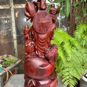 Tượng Di Lặc Đứng Bao Tiền Gỗ Tử Đàn Liền Khối Hàng Đẹp G5318