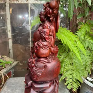 Tượng Di Lặc Đứng Bao Tiền Gỗ Tử Đàn Liền Khối Hàng Đẹp G5318