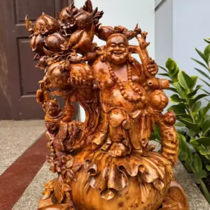 Tượng Di Lặc Vác Cành Đào Nu Ngọc Am Đẹp Liền Khối G5316