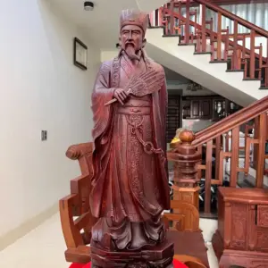 Tượng Gia Cát Lượng Gỗ Tử Đàn Liền Khối G5010
