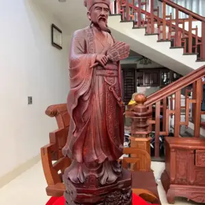 Tượng Gia Cát Lượng Gỗ Tử Đàn Liền Khối G5010