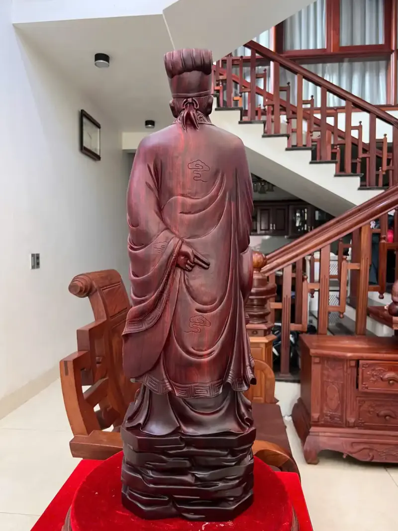 Tượng Gia Cát Lượng Gỗ Tử Đàn Liền Khối G5010
