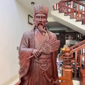 Tượng Gia Cát Lượng Gỗ Tử Đàn Liền Khối G5010