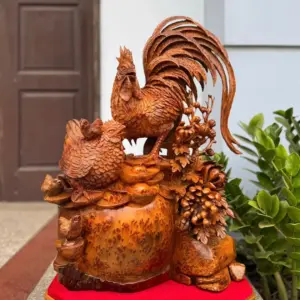 Tượng Gia Đình Gà Nu Ngọc Am Hàng Đẹp Liền Khối G5324