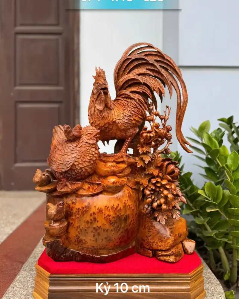 Tượng Gia Đình Gà Nu Ngọc Am Hàng Đẹp Liền Khối G5324