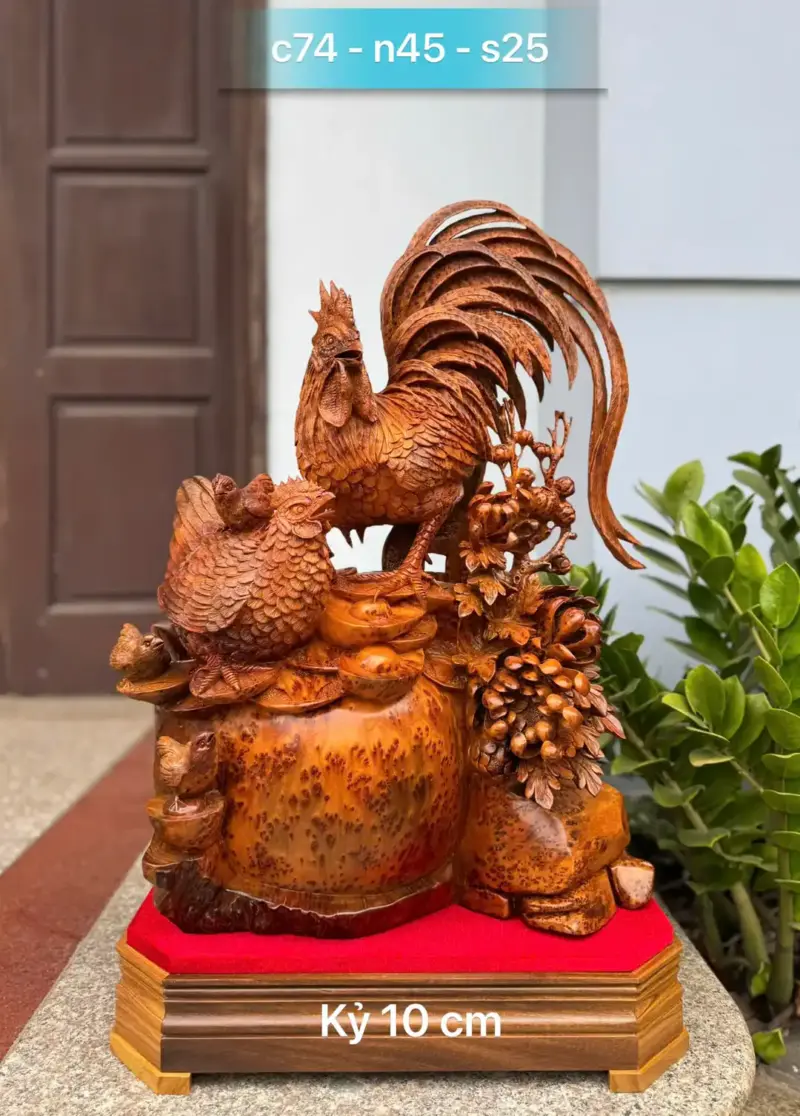 Tượng Gia Đình Gà Nu Ngọc Am Hàng Đẹp Liền Khối G5324