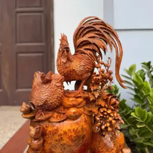 Tượng Gia Đình Gà Nu Ngọc Am Hàng Đẹp Liền Khối G5324