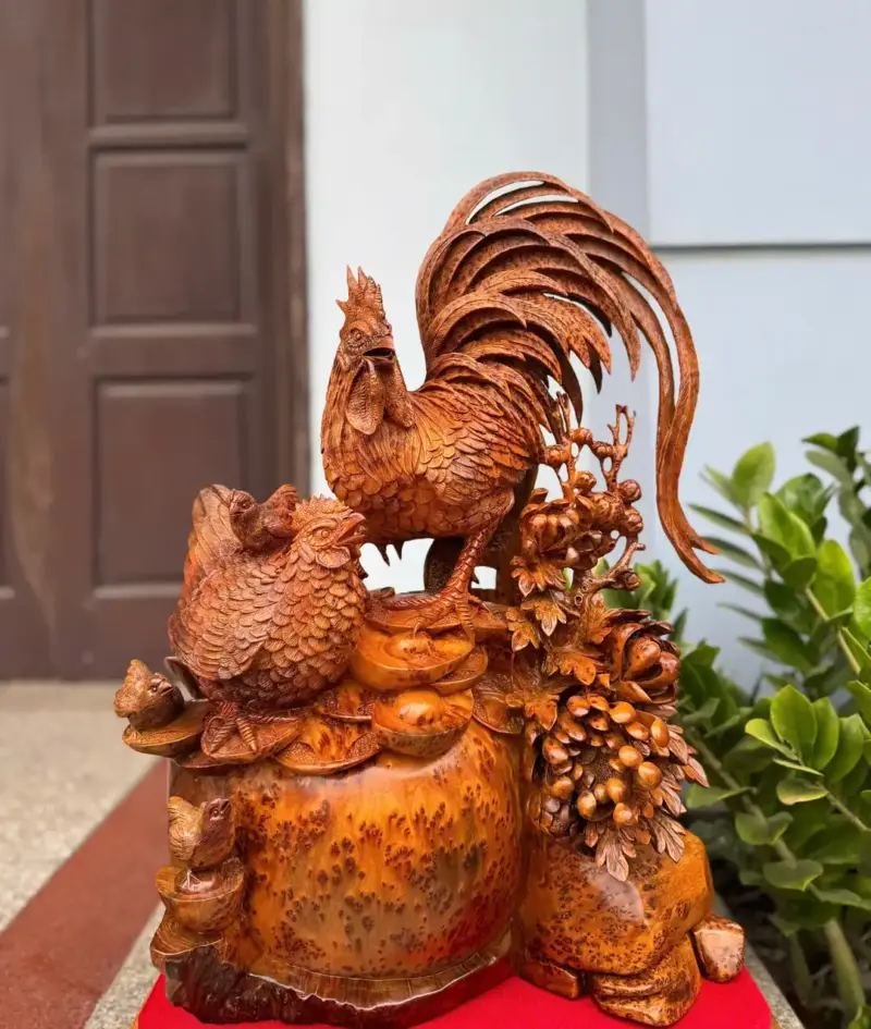 Tượng Gia Đình Gà Nu Ngọc Am Hàng Đẹp Liền Khối G5324