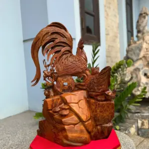 Tượng Gia Đình Gà Nu Ngọc Am Hàng Đẹp Liền Khối G5324