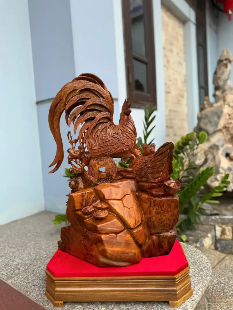 Tượng Gia Đình Gà Nu Ngọc Am Hàng Đẹp Liền Khối G5324