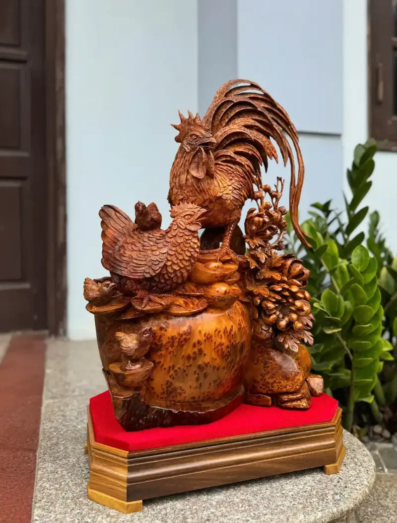 Tượng Gia Đình Gà Nu Ngọc Am Hàng Đẹp Liền Khối G5324