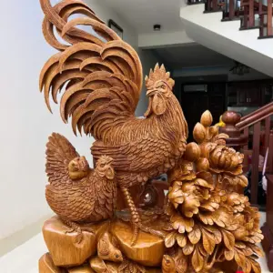 gia-inh-ga-go-ngoc-am-G5089-2_1_Gia Đình Gà Gỗ Ngọc Am Liền Khối Hàng Đục Kỹ Đẹp Giá 8.500 Triệu Kích Thước Cao 70cm, Ngang 50cm, Sâu 18cm Tượng Gia Đình Gà Gỗ Ngọc Am Liền Khối Hàng Đục Kỹ Đẹp G5089