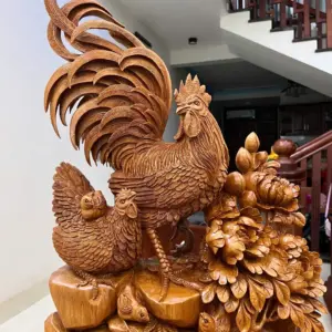 gia-inh-ga-go-ngoc-am-G5089-3_1_Gia Đình Gà Gỗ Ngọc Am Liền Khối Hàng Đục Kỹ Đẹp Giá 8.500 Triệu Kích Thước Cao 70cm, Ngang 50cm, Sâu 18cm Tượng Gia Đình Gà Gỗ Ngọc Am Liền Khối Hàng Đục Kỹ Đẹp G5089