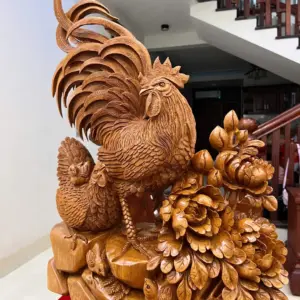 gia-inh-ga-go-ngoc-am-G5089-4_1_Gia Đình Gà Gỗ Ngọc Am Liền Khối Hàng Đục Kỹ Đẹp Giá 8.500 Triệu Kích Thước Cao 70cm, Ngang 50cm, Sâu 18cm Tượng Gia Đình Gà Gỗ Ngọc Am Liền Khối Hàng Đục Kỹ Đẹp G5089