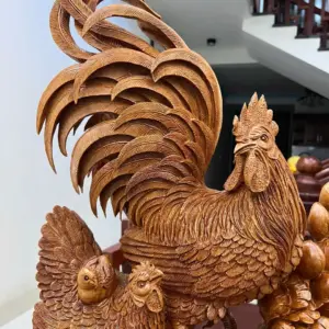 gia-inh-ga-go-ngoc-am-G5089-6_Gia Đình Gà Gỗ Ngọc Am Liền Khối Hàng Đục Kỹ Đẹp Giá 8.500 Triệu Kích Thước Cao 70cm, Ngang 50cm, Sâu 18cm Tượng Gia Đình Gà Gỗ Ngọc Am Liền Khối Hàng Đục Kỹ Đẹp G5089