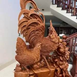 gia-inh-ga-go-ngoc-am-G5146-6_Gia Đình Gà Gỗ Ngọc Am Liền Khối Hàng Nghệ Nhân Giá 8.200 Triệu Kích Thước Cao 66cm, Ngang 50cm, Sâu 19cm Tượng Gia Đình Gà Gỗ Ngọc Am Liền Khối Hàng Nghệ Nhân G5146