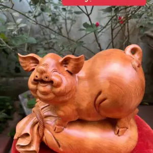 Tượng Heo Lằm Bao Tiền Gỗ Ngọc Am To Liền Khối G5328