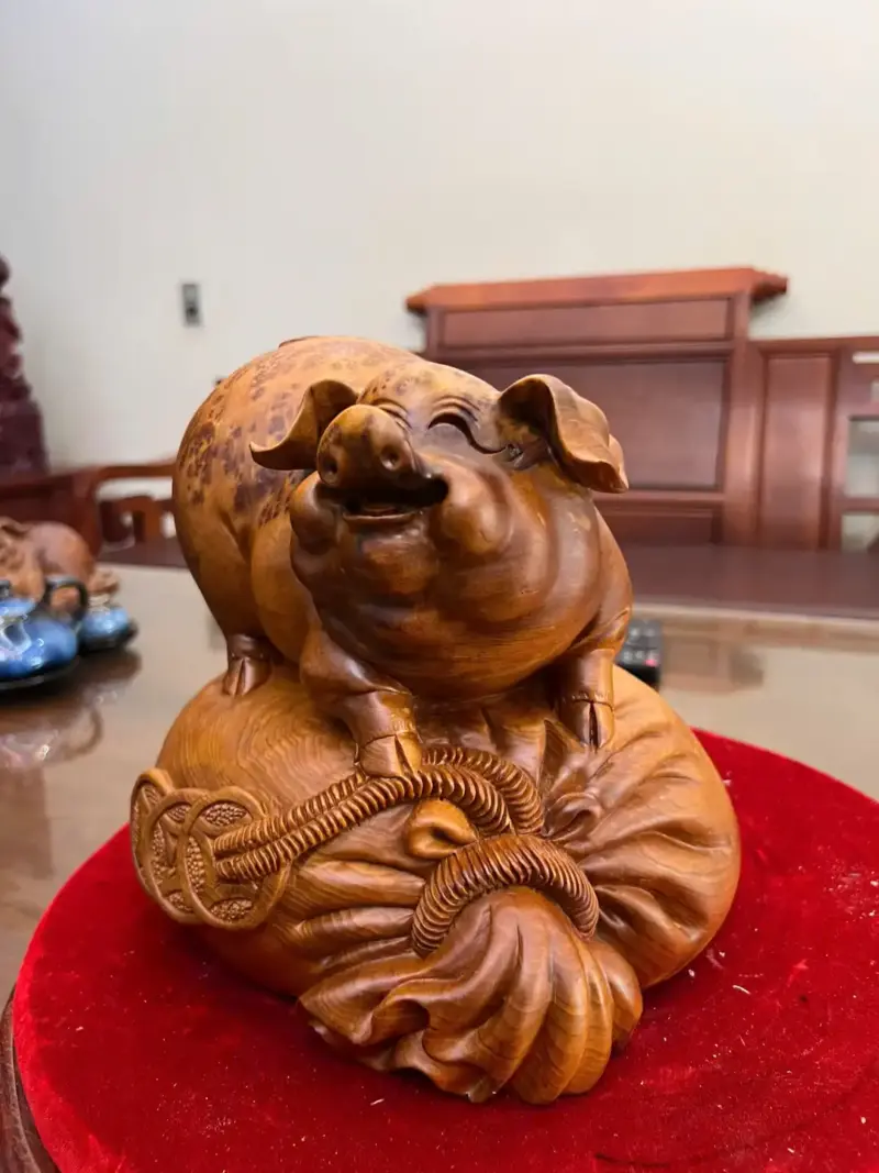 Tượng Heo Nằm Bao Tiền Nu Ngọc Am Liền Khối G5148