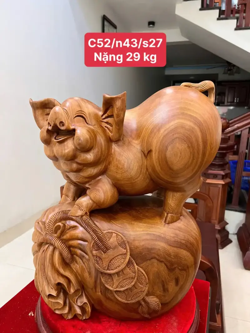 Tượng Heo Đứng Bao Tiền To Đẹp Nặng Liền Khối G5105