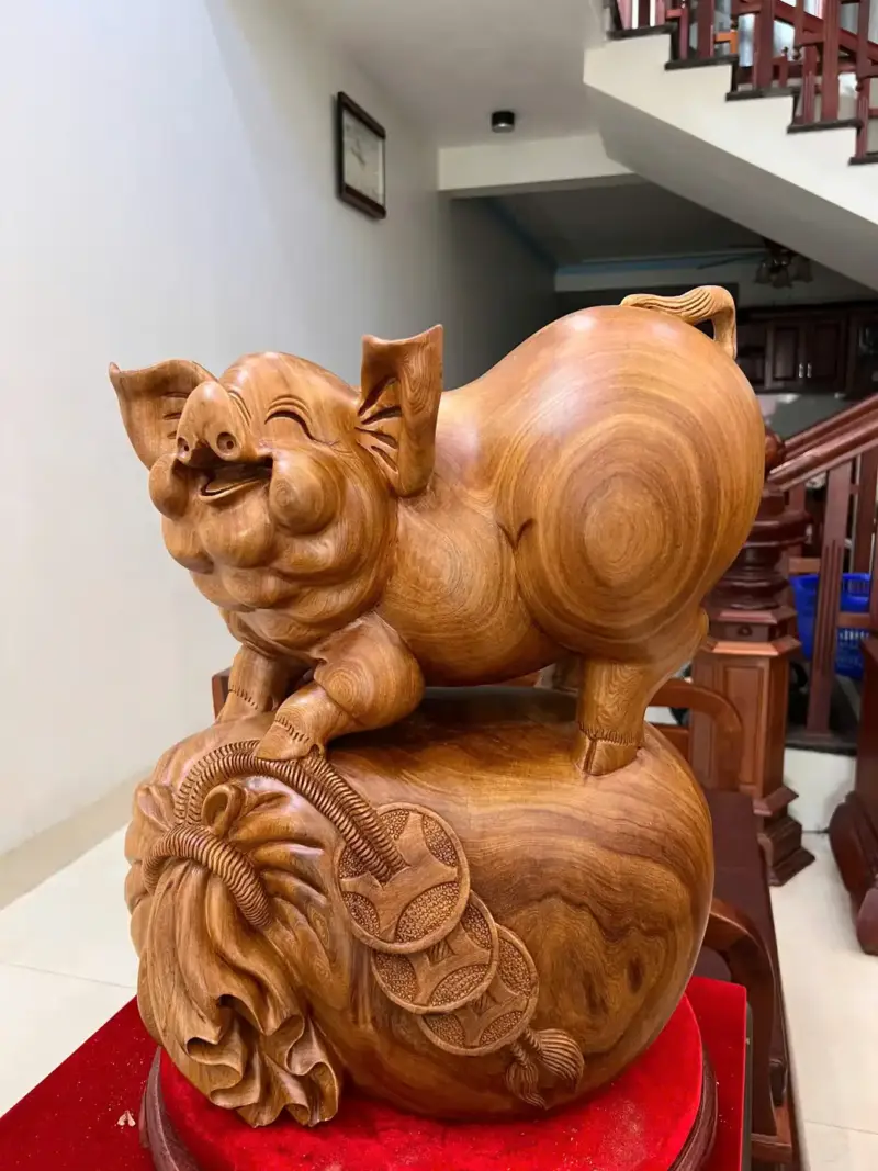 Tượng Heo Đứng Bao Tiền To Đẹp Nặng Liền Khối G5105
