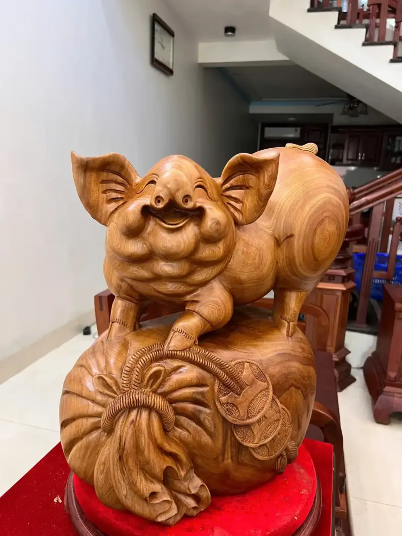 Tượng Heo Đứng Bao Tiền To Đẹp Nặng Liền Khối G5105