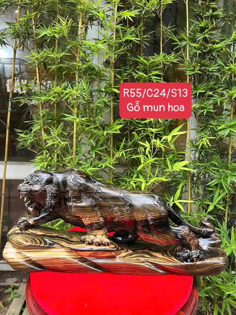 Tượng Hổ Mun Hoa Liền Khối G5333