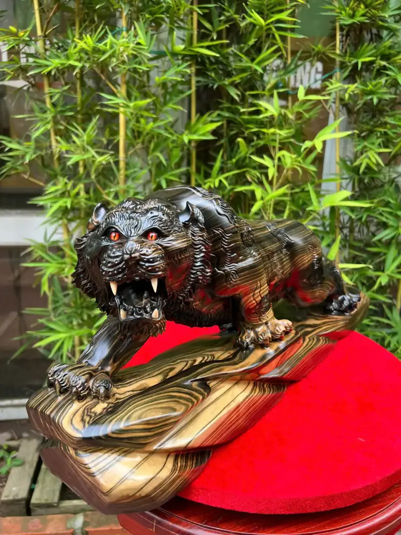 Tượng Hổ Mun Hoa Liền Khối G5333