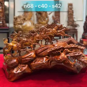 Tượng Mã Đáo Thành Công Gỗ Cẩm Hàng Kỹ Đẹp Liền Khối G5334