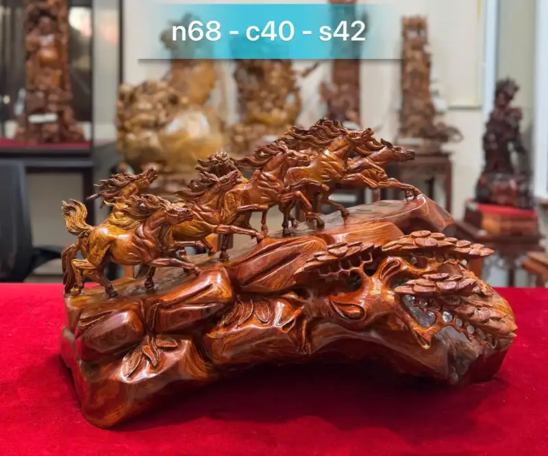 Tượng Mã Đáo Thành Công Gỗ Cẩm Hàng Kỹ Đẹp Liền Khối G5334